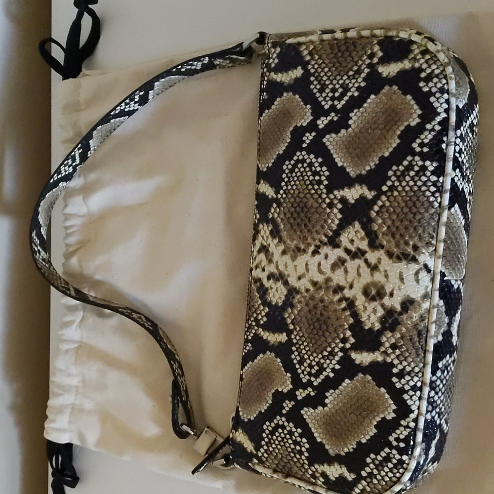 By Far Rachel Snake-Embossed Shoulder Bag